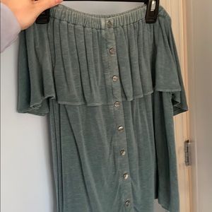Off the shoulder green top